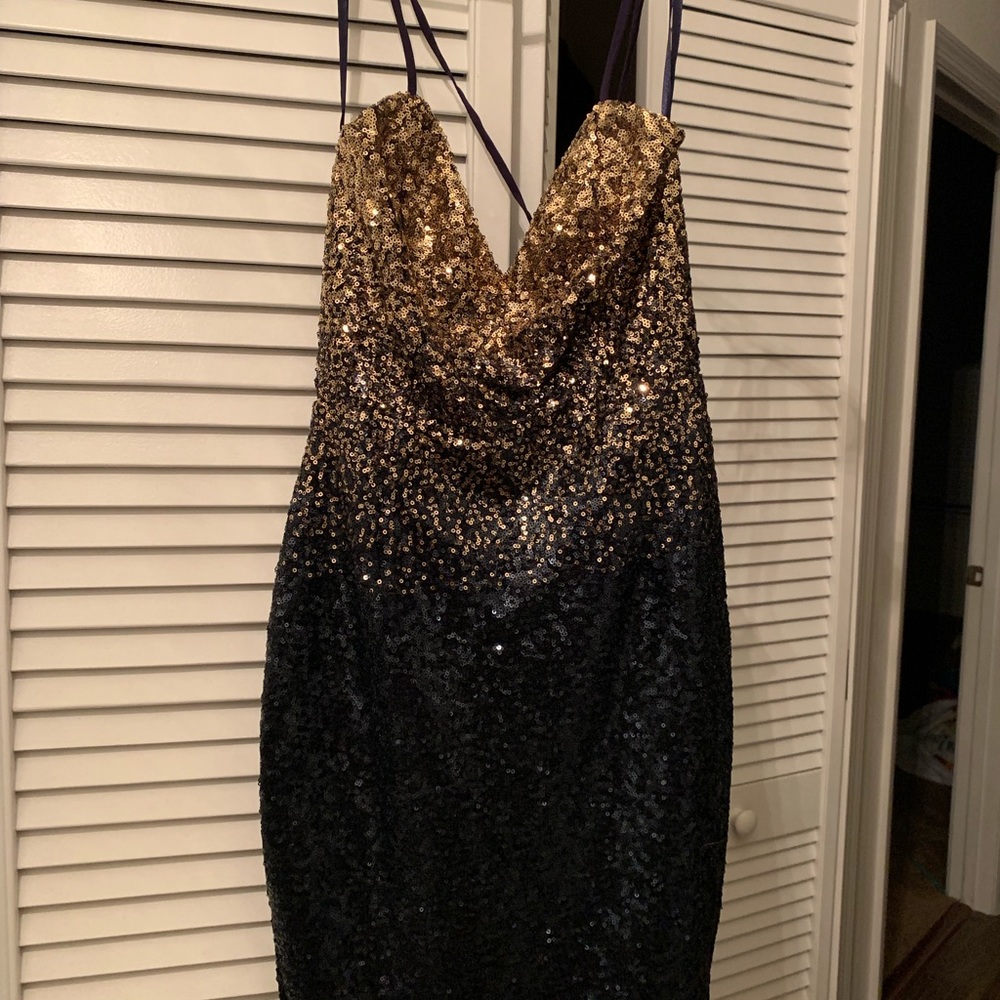 Navy and Gold Ombré Dress